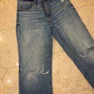 High Rise Distressed Blue Jeans